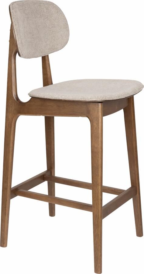 Dutchbone Barstoel Marais Geweven stof en hout Beige (zithoogte 68cm)