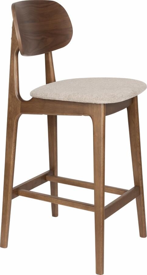 Dutchbone Barstoel Marais Geweven stof en hout Beige Hout (zithoogte 68cm)