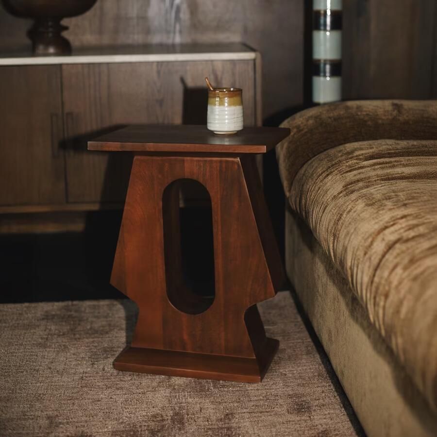 Dutchbone Bijzettafel Pilaster Mangohout 35 x 25cm Bruin Vierkant