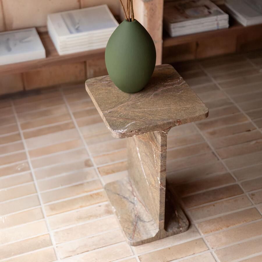 Dutchbone Bijzettafel Satpura Marmer 31 x 31cm Bruin Vierkant