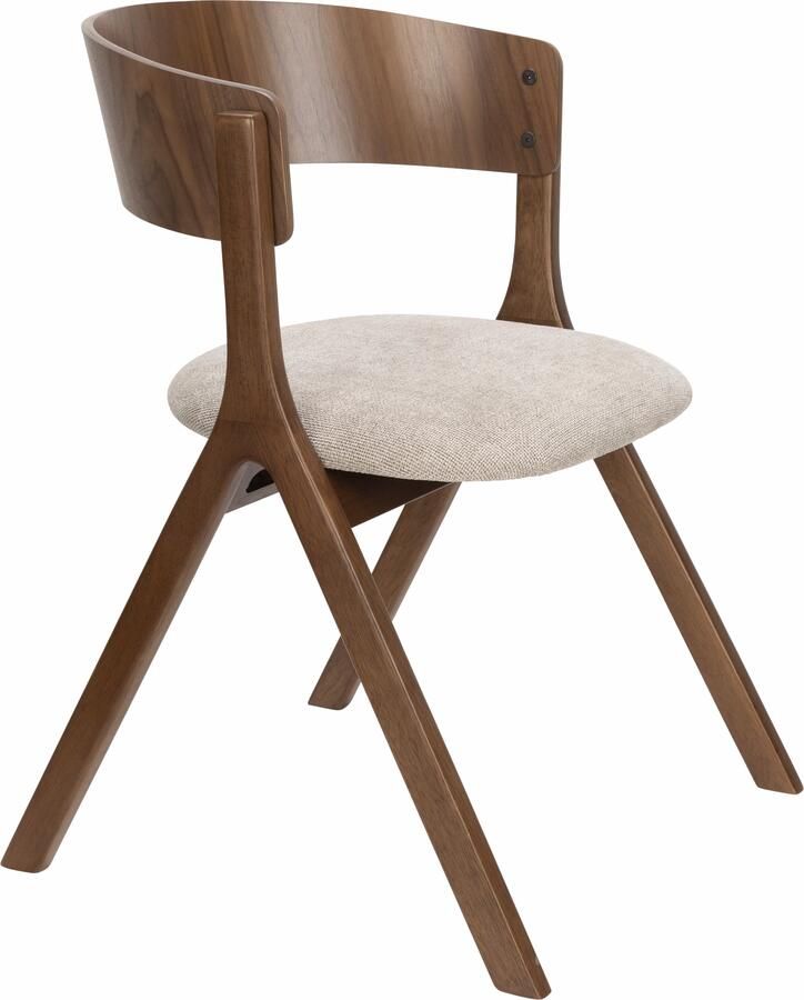 Dutchbone Eetkamerstoel Bresso Geweven stof en hout Beige
