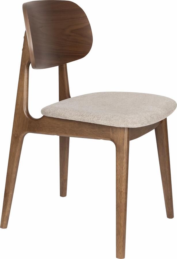 Dutchbone Eetkamerstoel Marais Geweven stof en hout Beige Hout