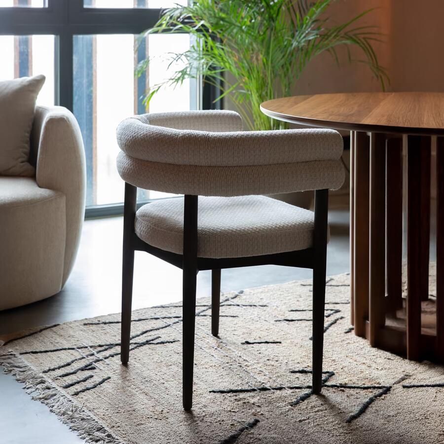 Dutchbone | Dining Eetkamerstoel Sela Off White | Zitmeubels eetkamer | Armstoel