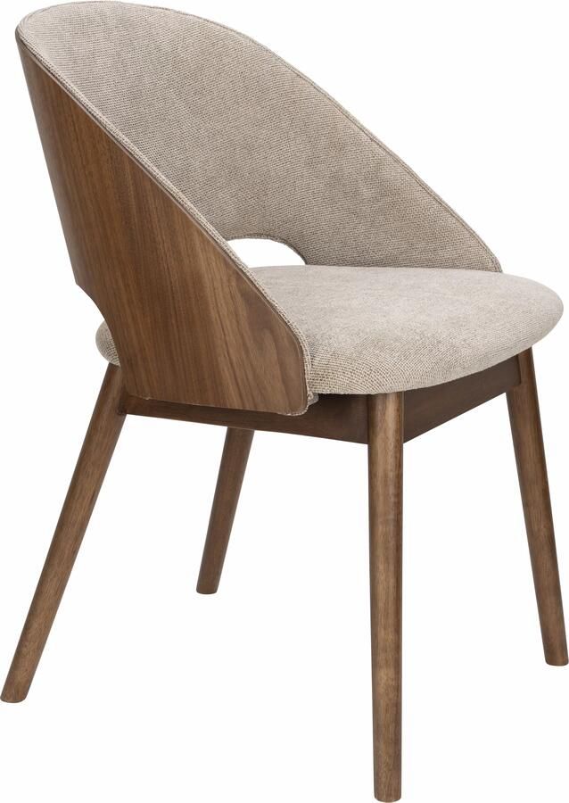 Dutchbone Eetkamerstoel Velore Geweven stof en hout Beige