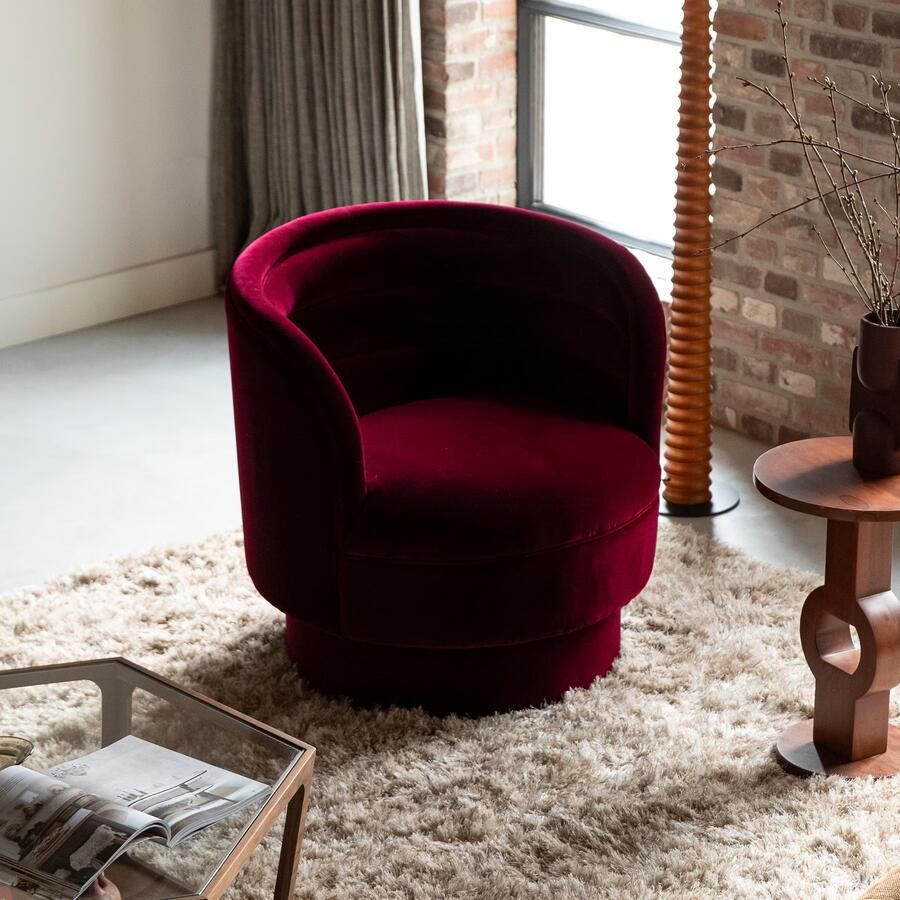Dutchbone Fauteuil Dorothy Velvet Rood