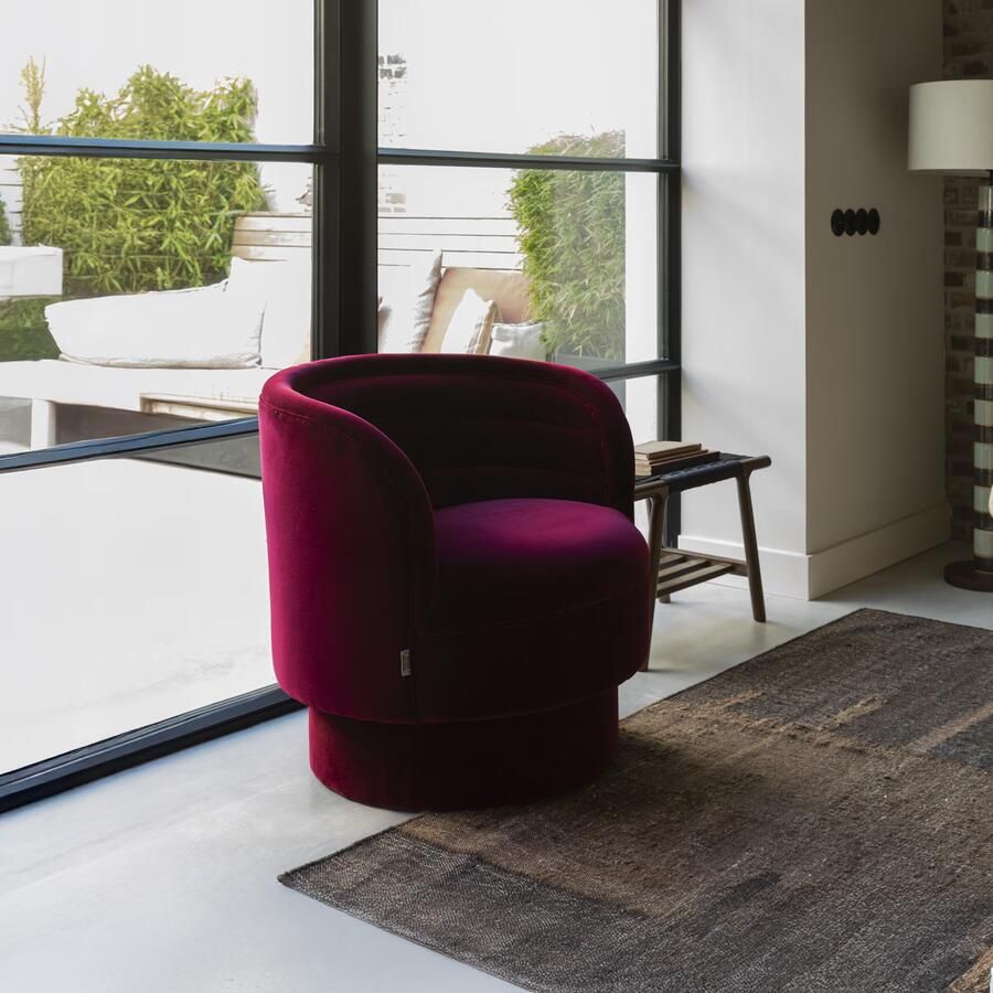 Dutchbone Fauteuil Dorothy Velvet Rood