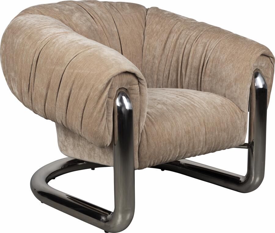 Dutchbone Fauteuil Marly Velvet en chroom Beige