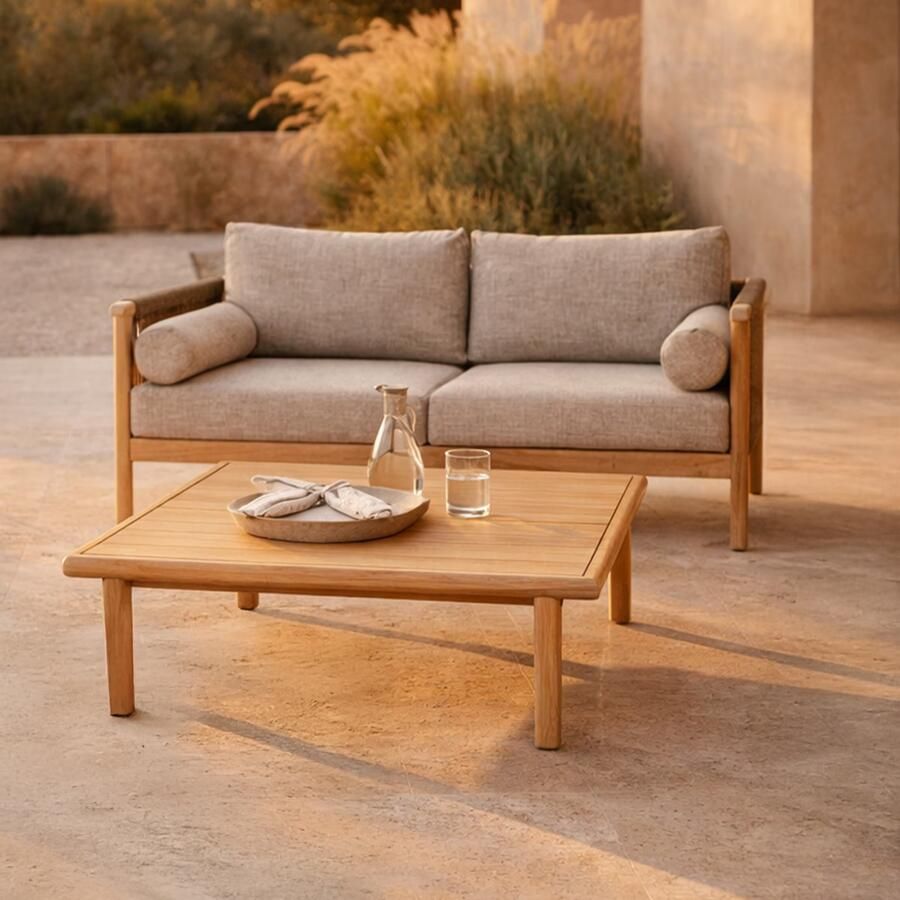 Dutchbone Loungeset Oasis Acaciahout en touw Met tuinbank en loungetafel Naturel