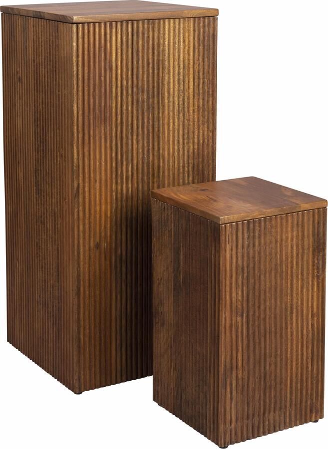 Dutchbone Plantenstandaard Ribble Mangohout Set van 2 stuks Bruin