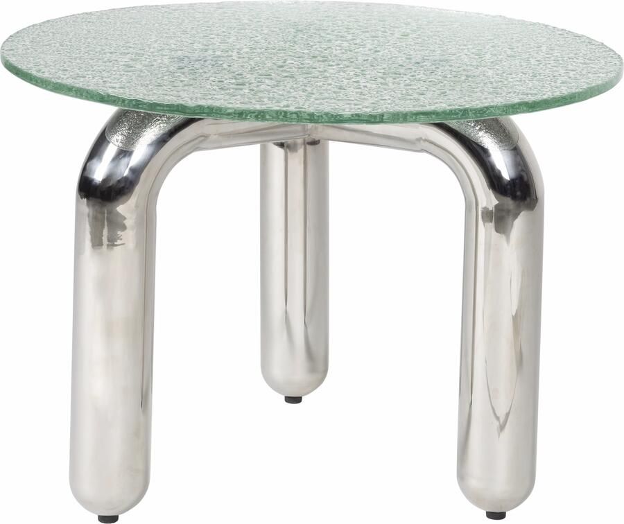 Dutchbone Ronde Bijzettafel Marly Glas en chroom 60cm Transparant