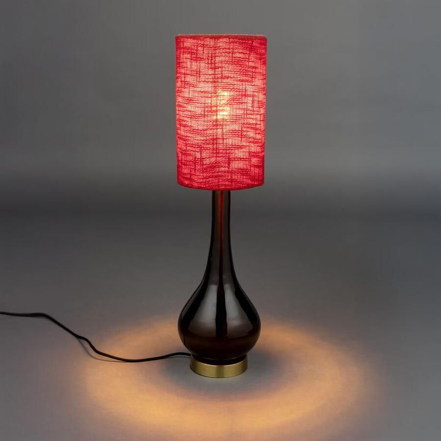 Dutchbone Tafellamp Jules Geweven stof en glas Rood