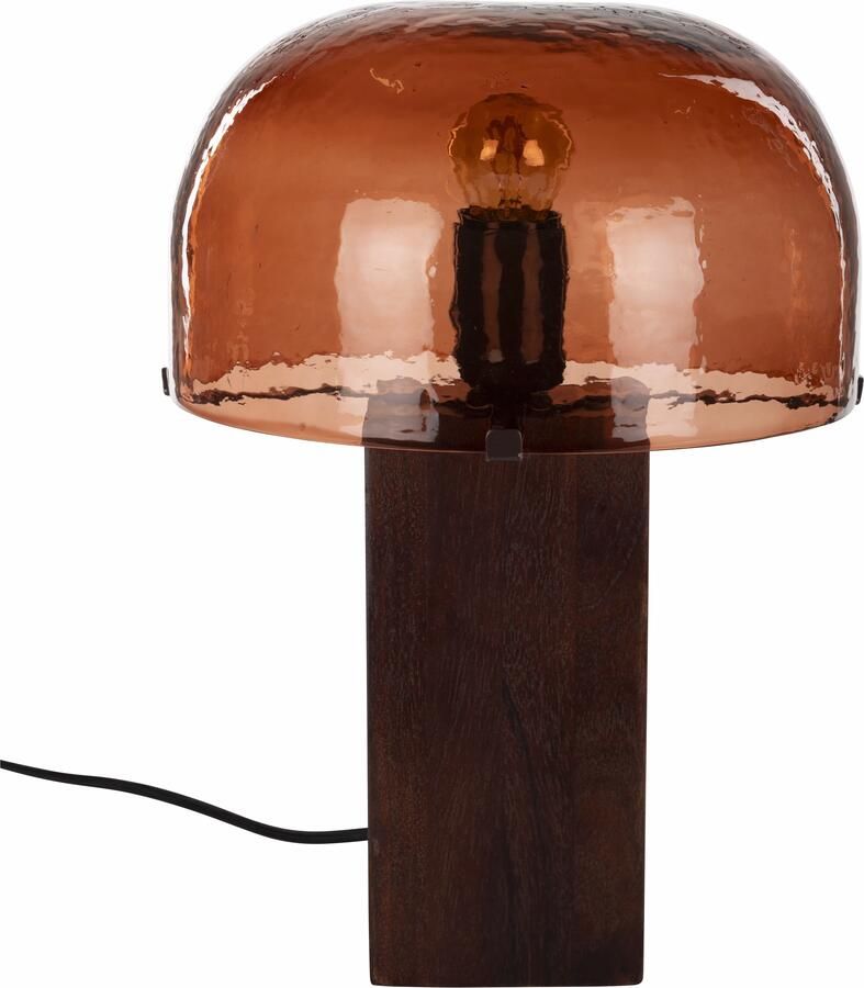 Dutchbone Tafellamp Mavery Glas en acaciahout Bruin