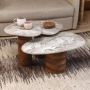 Dutchbone Organische Bijzettafel Suki Marmer en mangohout Set van 3 stuks Wit - Thumbnail 2