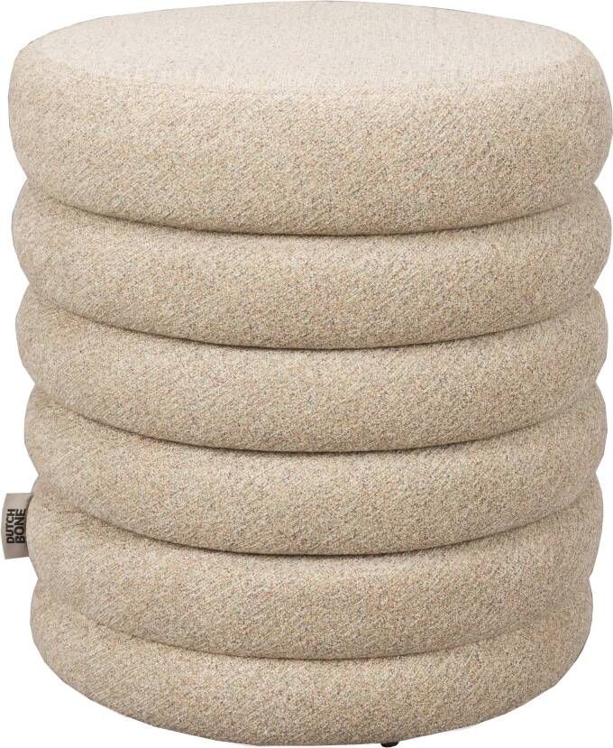 Dutchbone Poef Fern Bouclé Beige