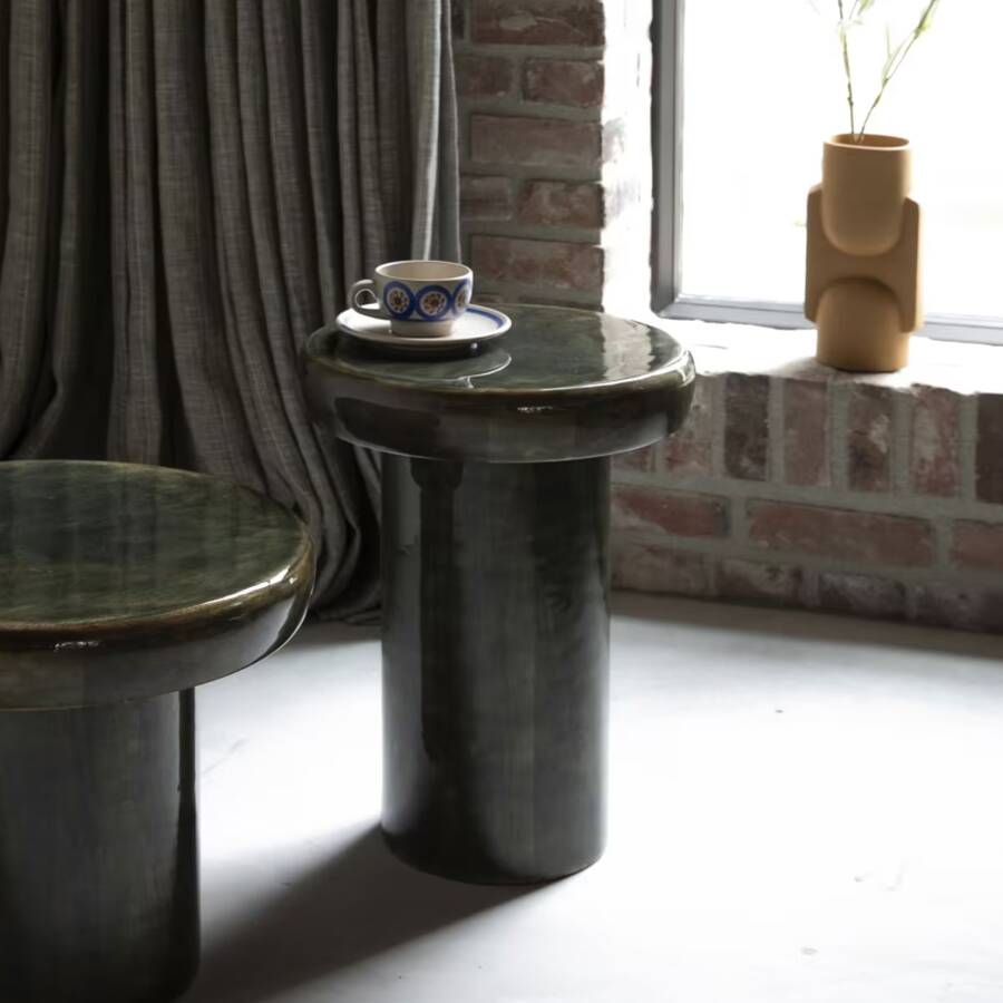 Dutchbone Ronde Bijzettafel Mush Mangohout 35cm Groen