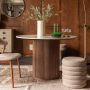 Dutchbone Ronde Eettafel Arda Walnoot en travertin 115cm Bruin - Thumbnail 2