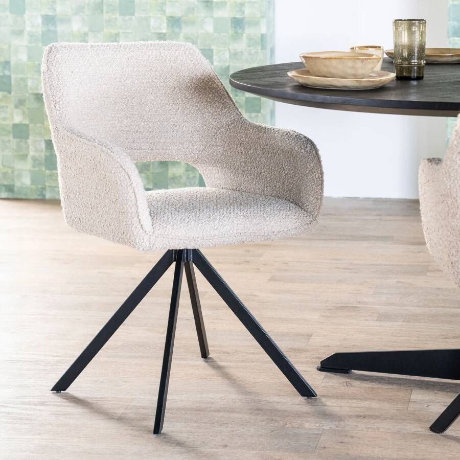 Eleonora Draaibare Eetkamerstoel Fabio Bouclé Beige