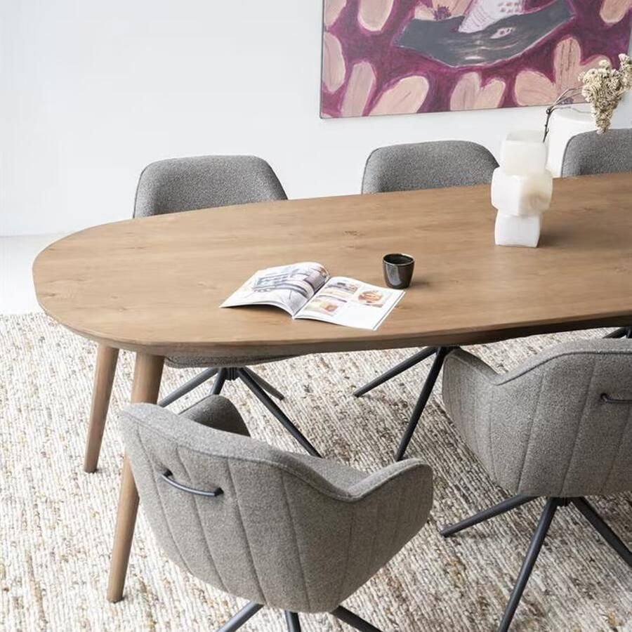 Eleonora Deens Ovale Eettafel Elijah Eiken 220 x 100cm Bruin Ovaal Japandi