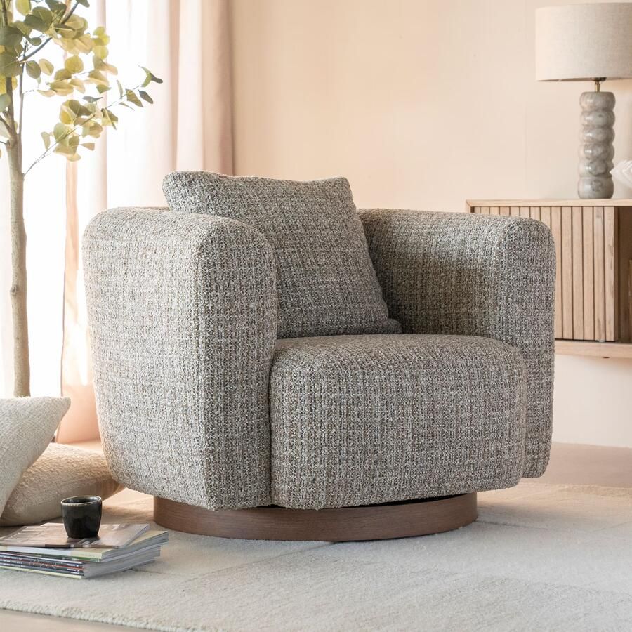 Eleonora Draaifauteuil Jordan Grove Bouclé Taupe