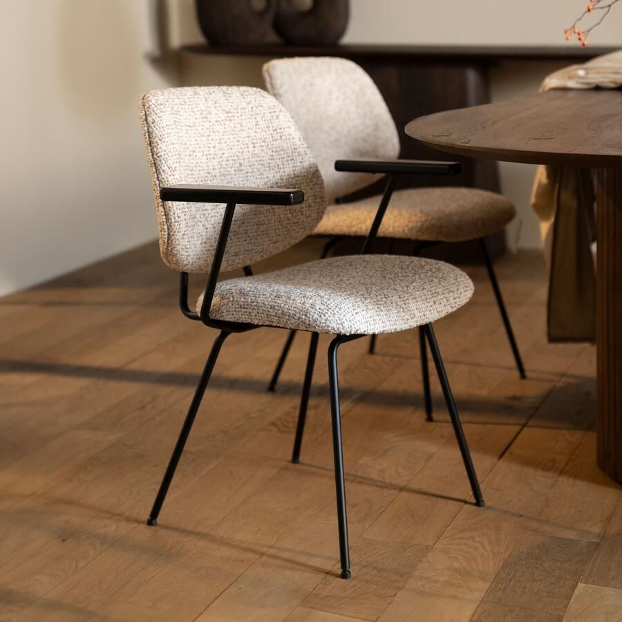 Eleonora Eetkamerstoel Jon Met armleuning Beige