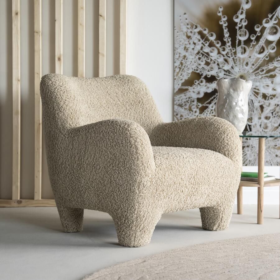 Eleonora Fauteuil Shaun Sheep stof Taupe