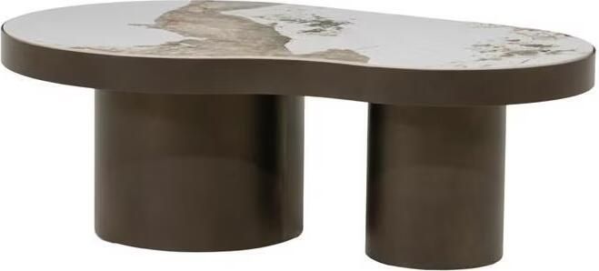 Eleonora Organische Salontafel Danilo Marmerlook & Metaal 120 x 70cm Bruin