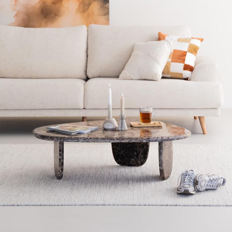 Eleonora Organische Salontafel Devin Marmer 100 x 85cm Bruin
