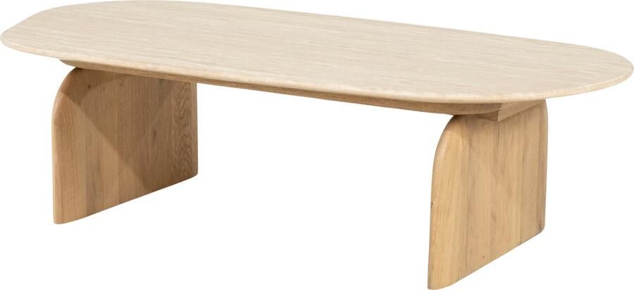 Eleonora Organische Salontafel Lova Travertin en eikenhout 115 x 58cm Naturel