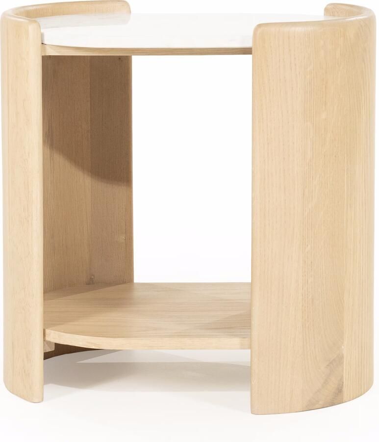 Eleonora Ovale Bijzettafel Don Marmer en eikenhout 50 x 35cm Naturel Ovaal