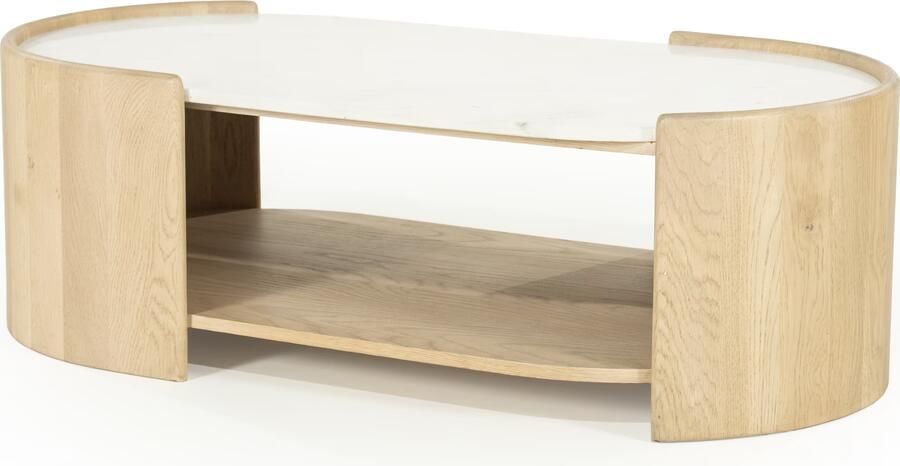 Eleonora Ovale Salontafel Don Marmer en eikenhout 110 x 60cm Naturel Ovaal
