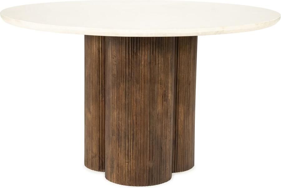 Eleonora Ronde Eettafel Xanni Marmer en Mangohout 130cm Bruin