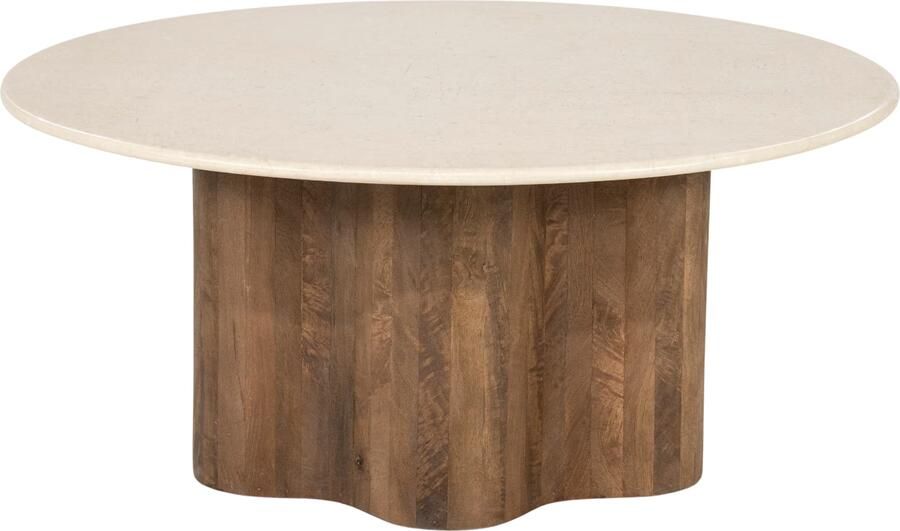 Eleonora Ronde Salontafel Bodhi Marmer en mangohout 80cm Bruin