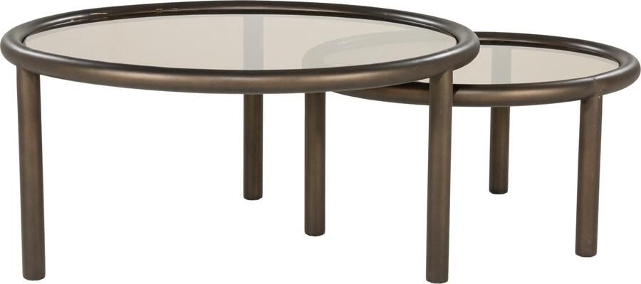 Eleonora Ronde Salontafel Circo Glas Set van 2 stuks Bruin