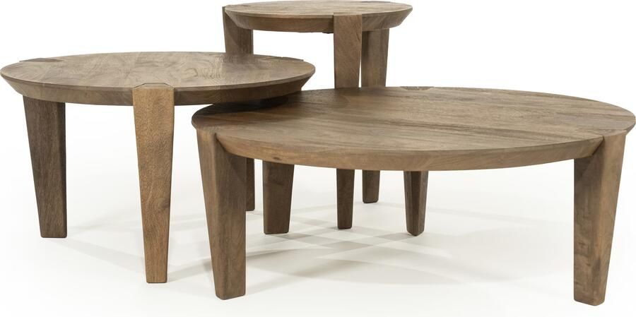 Eleonora Ronde Salontafel Davina Set van 3 stuks Mangohout