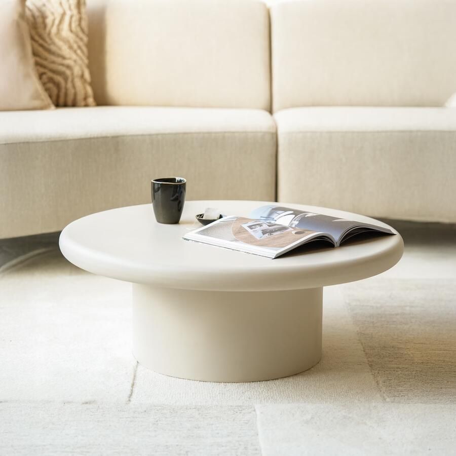 Eleonora Ronde Salontafel Jade Magnesium oxide 80cm crème