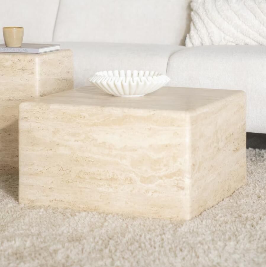 Eleonora Salontafel Donta Travertin 60 x 60cm Bruin Vierkant