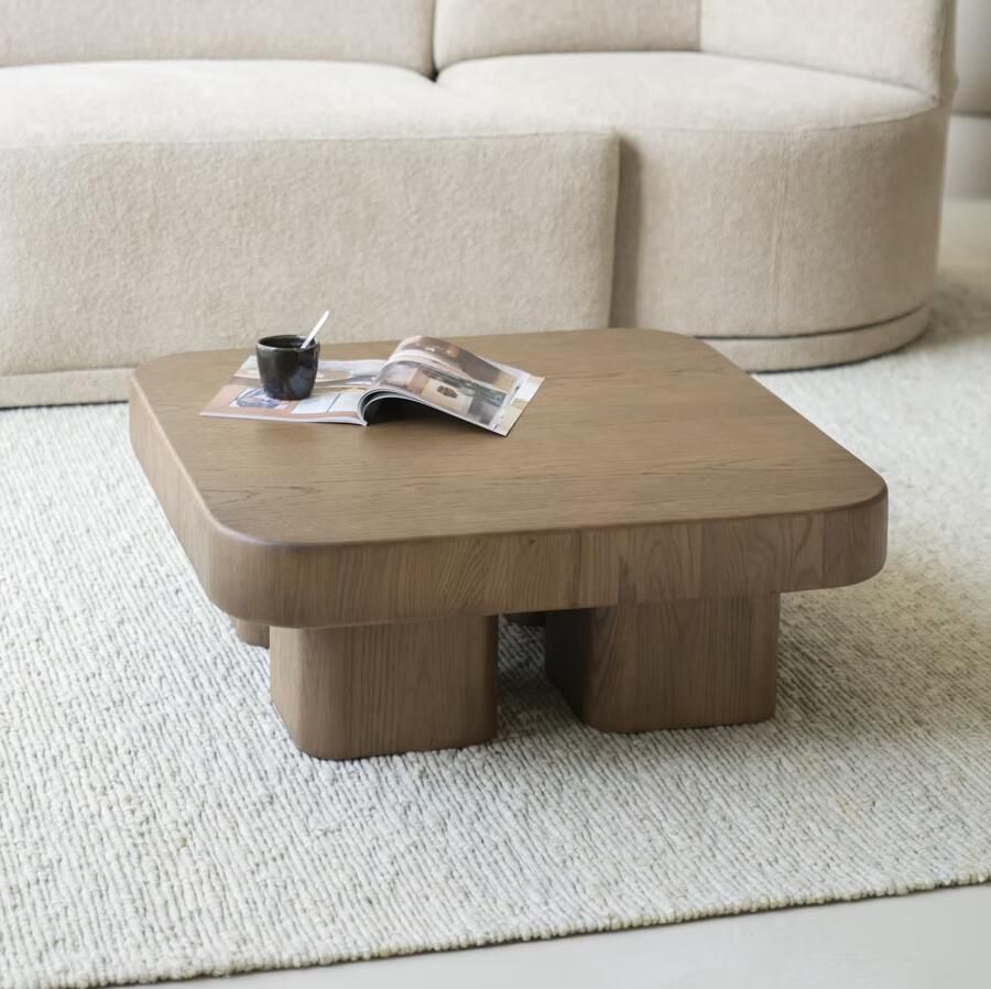 Eleonora Salontafel Harmonie Eiken 80 x 80cm Bruin Vierkant Japandi