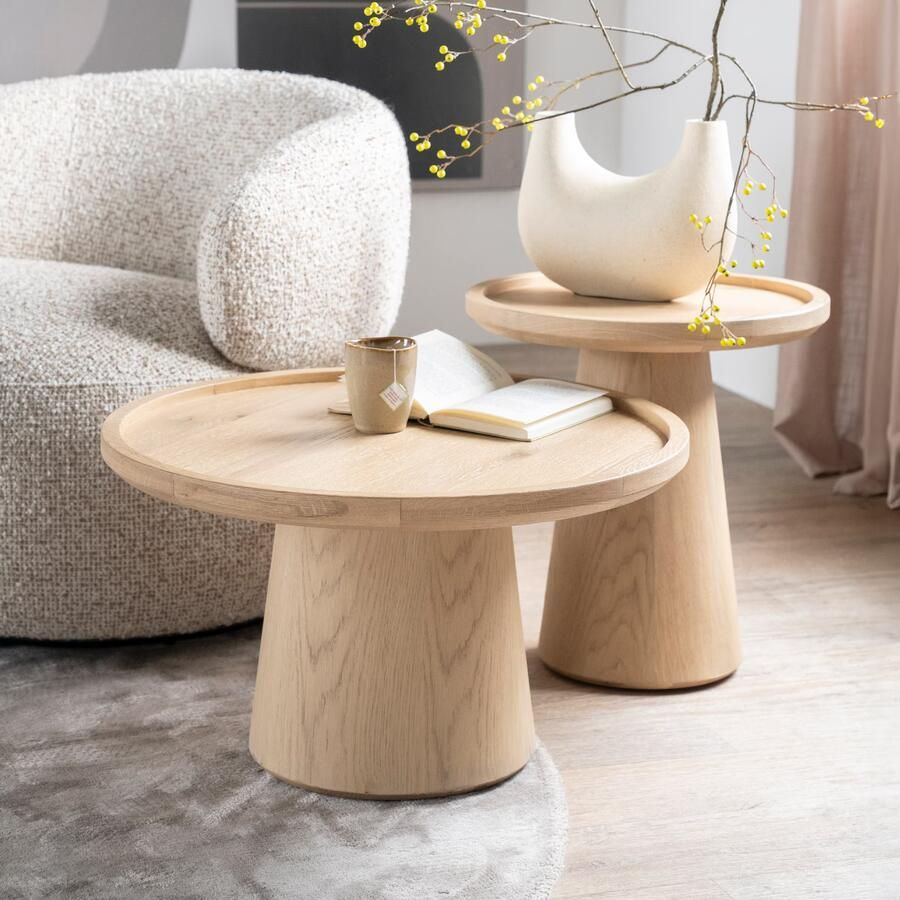 Eleonora Salontafel Leia Eikenhout Set van 2 stuks Naturel