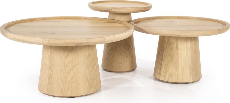 Eleonora Salontafel Leia Eikenhout Set van 3 stuks Naturel