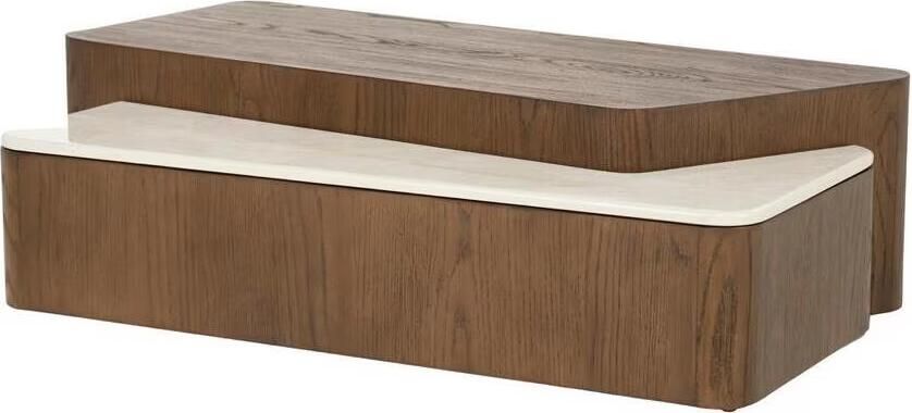 Eleonora Salontafel Romee Eiken en keramiek 115 x 68cm Bruin Organisch