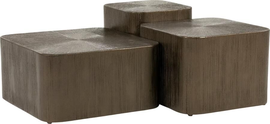 Eleonora Salontafel Silva Metaal en MDF Set van 3 stuks Bruin Vierkant