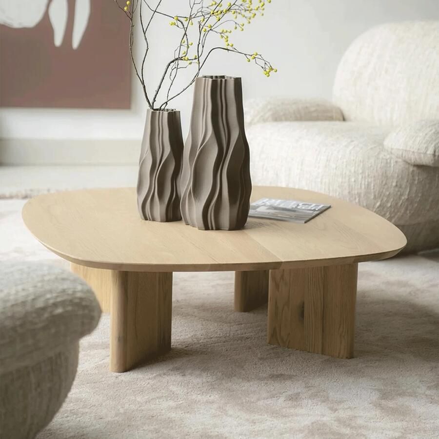 Eleonora Salontafel Stef Eiken 100 x 100cm Naturel Vierkant