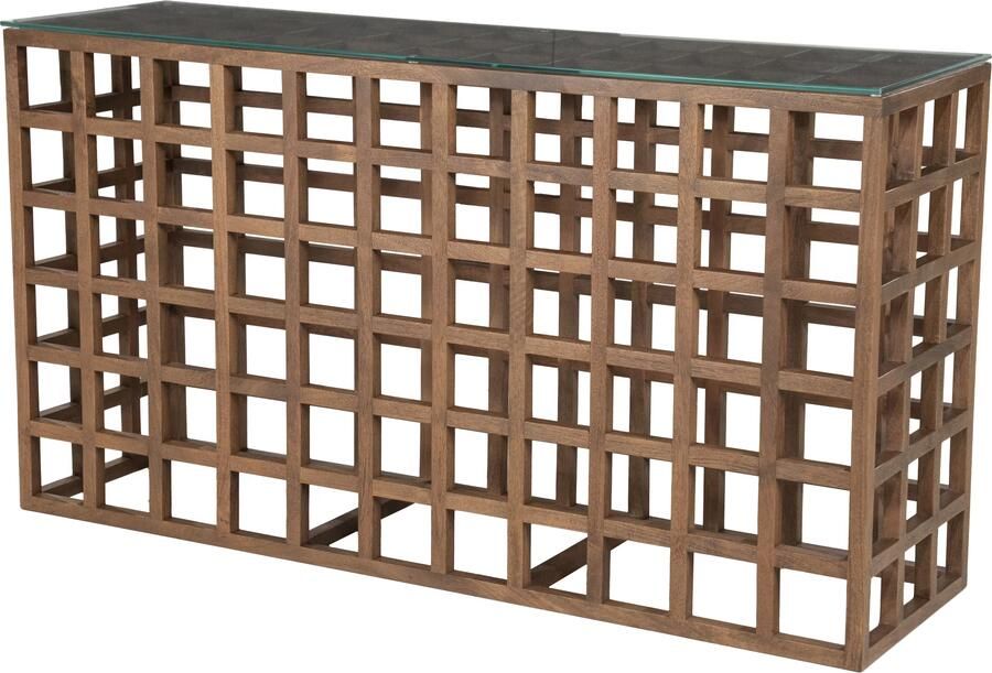 Eleonora Sidetable Heras Mangohout en glas 140cm Bruin