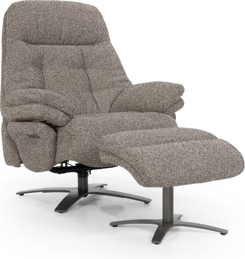 Eleonora Verstelbare Fauteuil Caleb Met voetenbank Taupe