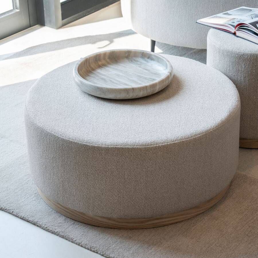 Eleonora Poef Salontafel Avah Bouclé 80cm Taupe Rond