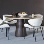 Eleonora Ronde Eettafel Aikin Travertin en Mangohout 130cm Beige - Thumbnail 1