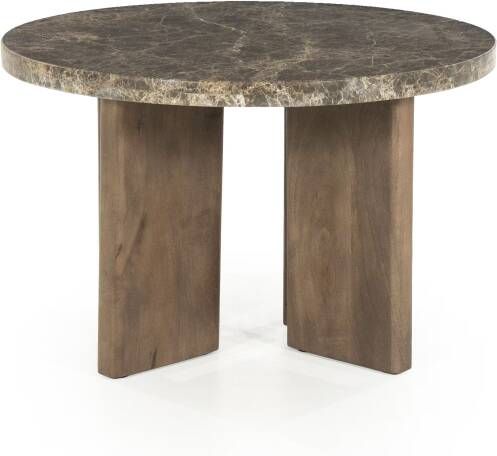 Eleonora Ronde Salontafel Lando Marmer en mangohout 60cm Bruin