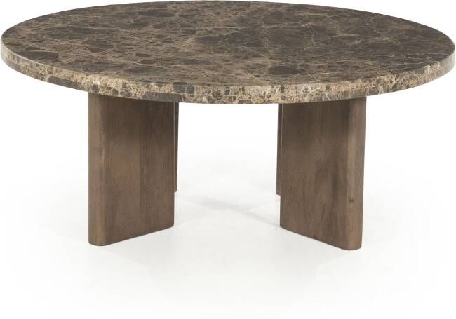 Eleonora Ronde Salontafel Lando Marmer en mangohout 80cm Bruin