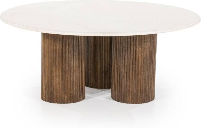 Eleonora Ronde Salontafel Xavi Marmer en mangohout 90cm Bruin Japandi - Foto 2