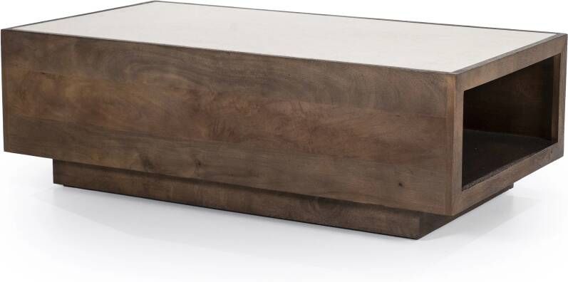 Eleonora Salontafel Hazel Mangohout en marmer 110 x 60cm Bruin Vierkant